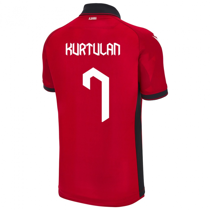 Mænd Albanien Arda Kurtulan #7 Rød Hjemmebane Spillertrøjer 24-26 Trøje T-Shirt