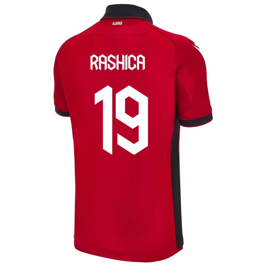 Mænd Albanien Ermir Rashica #19 Rød Hjemmebane Spillertrøjer 24-26 Trøje T-Shirt