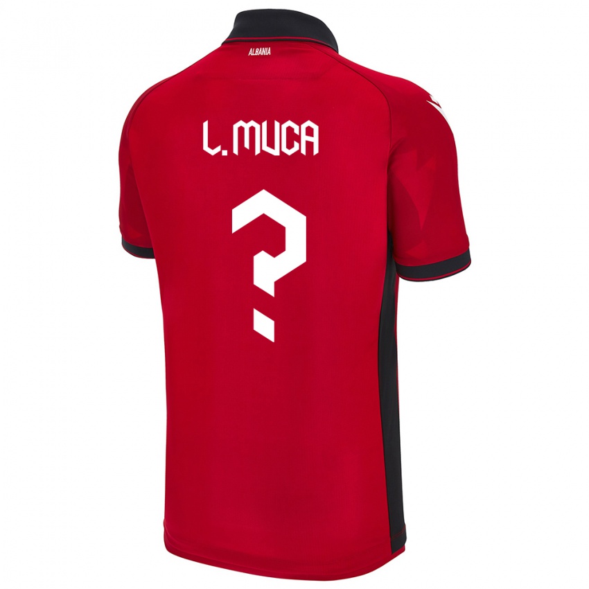 Mænd Albanien Leonard Muca #0 Rød Hjemmebane Spillertrøjer 24-26 Trøje T-Shirt