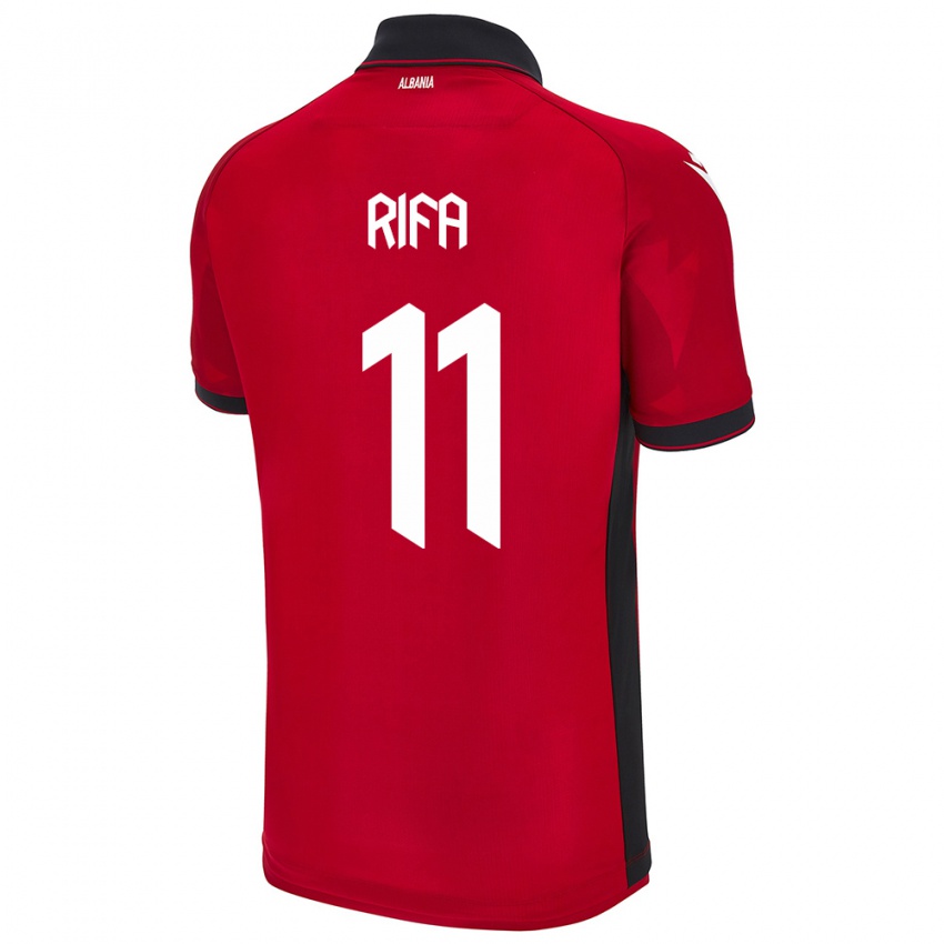 Mænd Albanien Oresti Rifa #11 Rød Hjemmebane Spillertrøjer 24-26 Trøje T-Shirt