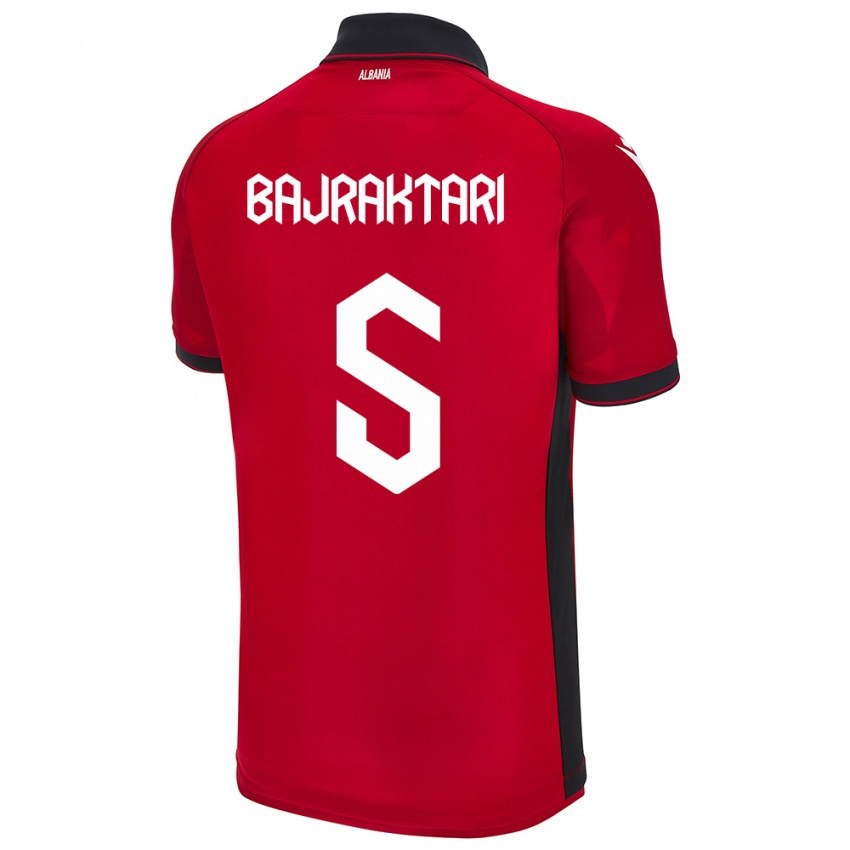 Mænd Albanien Arbiona Bajraktari #5 Rød Hjemmebane Spillertrøjer 24-26 Trøje T-Shirt