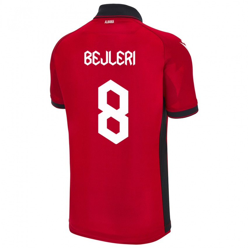 Mænd Albanien Markela Bejleri #8 Rød Hjemmebane Spillertrøjer 24-26 Trøje T-Shirt