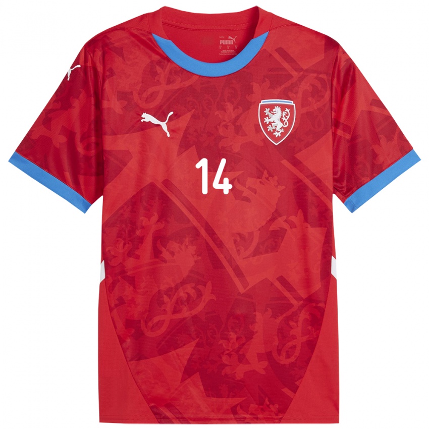 Mænd Tjekkiet Nikola Jadrnicek #14 Rød Hjemmebane Spillertrøjer 24-26 Trøje T-Shirt