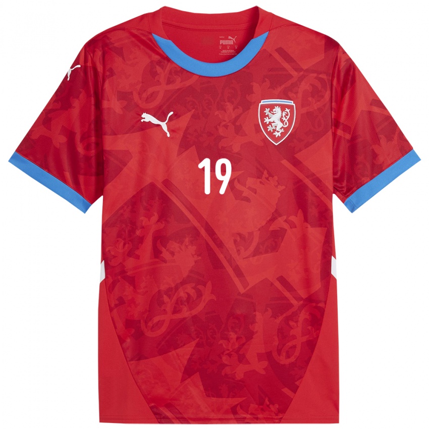 Mænd Tjekkiet Filip Urica #19 Rød Hjemmebane Spillertrøjer 24-26 Trøje T-Shirt