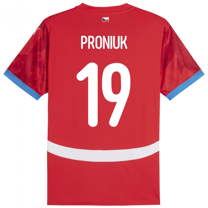Mænd Tjekkiet Adam Proniuk #19 Rød Hjemmebane Spillertrøjer 24-26 Trøje T-Shirt