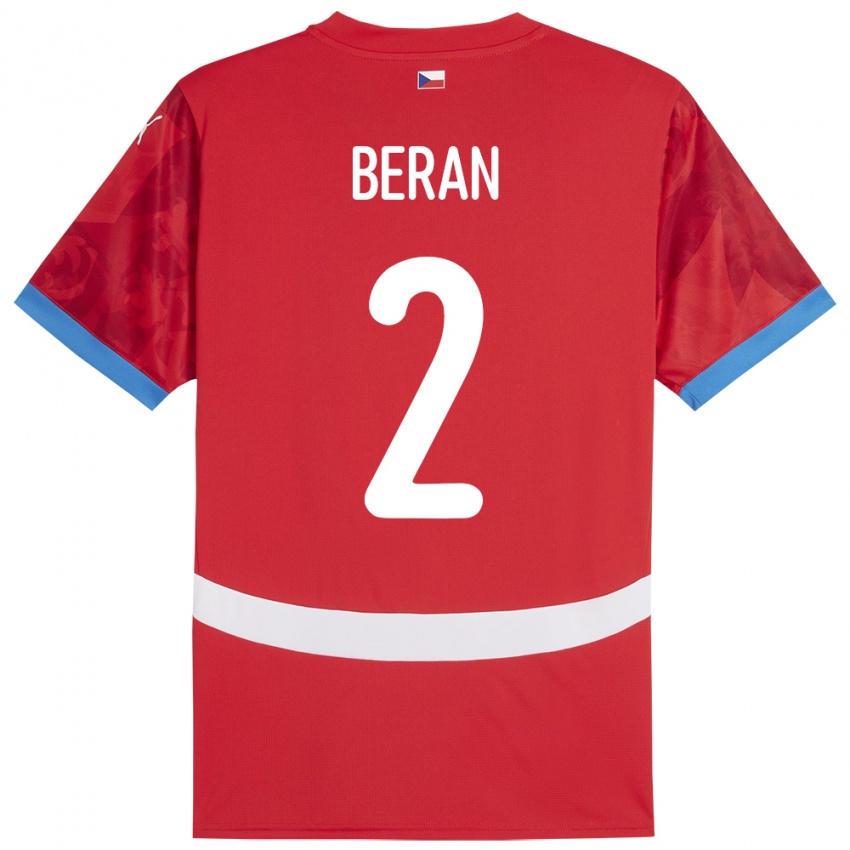 Mænd Tjekkiet Stepan Beran #2 Rød Hjemmebane Spillertrøjer 24-26 Trøje T-Shirt