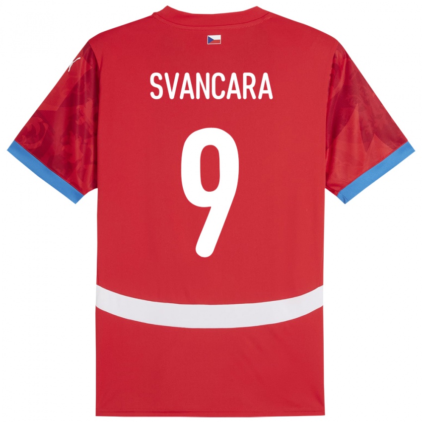 Mænd Tjekkiet Daniel Svancara #9 Rød Hjemmebane Spillertrøjer 24-26 Trøje T-Shirt