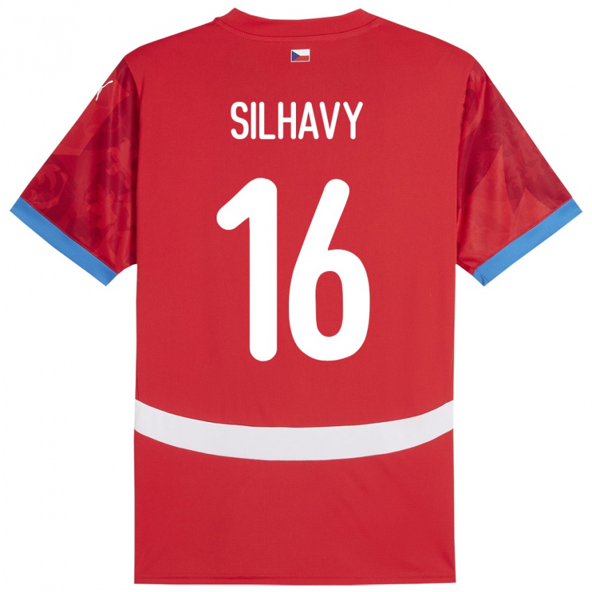 Mænd Tjekkiet Matyas Silhavy #16 Rød Hjemmebane Spillertrøjer 24-26 Trøje T-Shirt