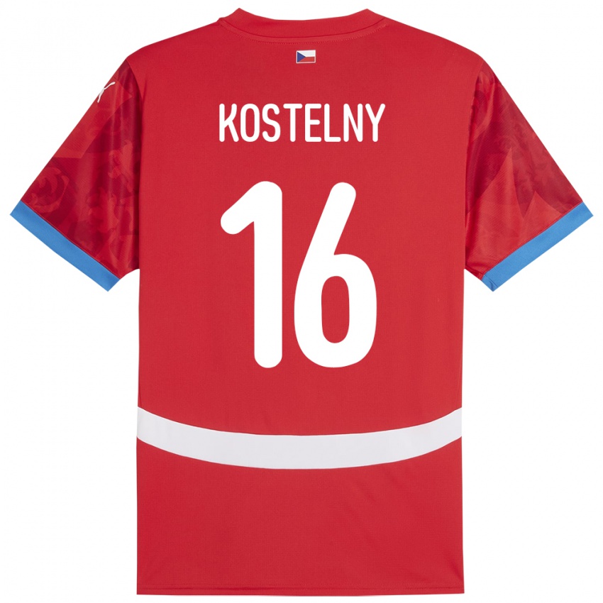 Mænd Tjekkiet Krystof Kostelny #16 Rød Hjemmebane Spillertrøjer 24-26 Trøje T-Shirt