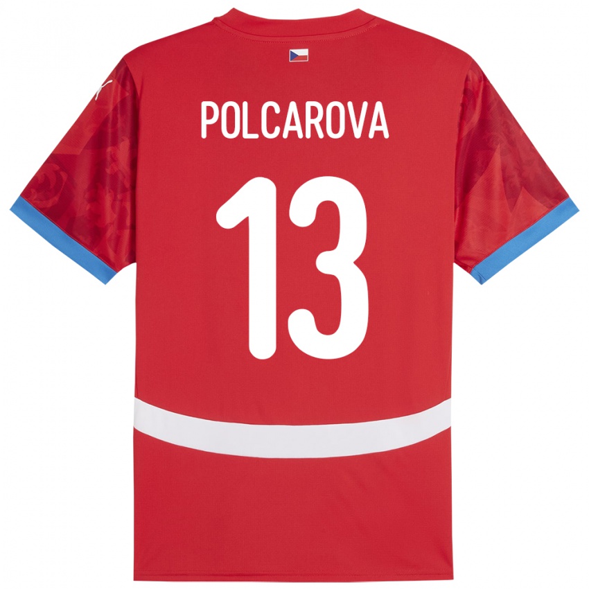 Mænd Tjekkiet Barbora Polcarová #13 Rød Hjemmebane Spillertrøjer 24-26 Trøje T-Shirt