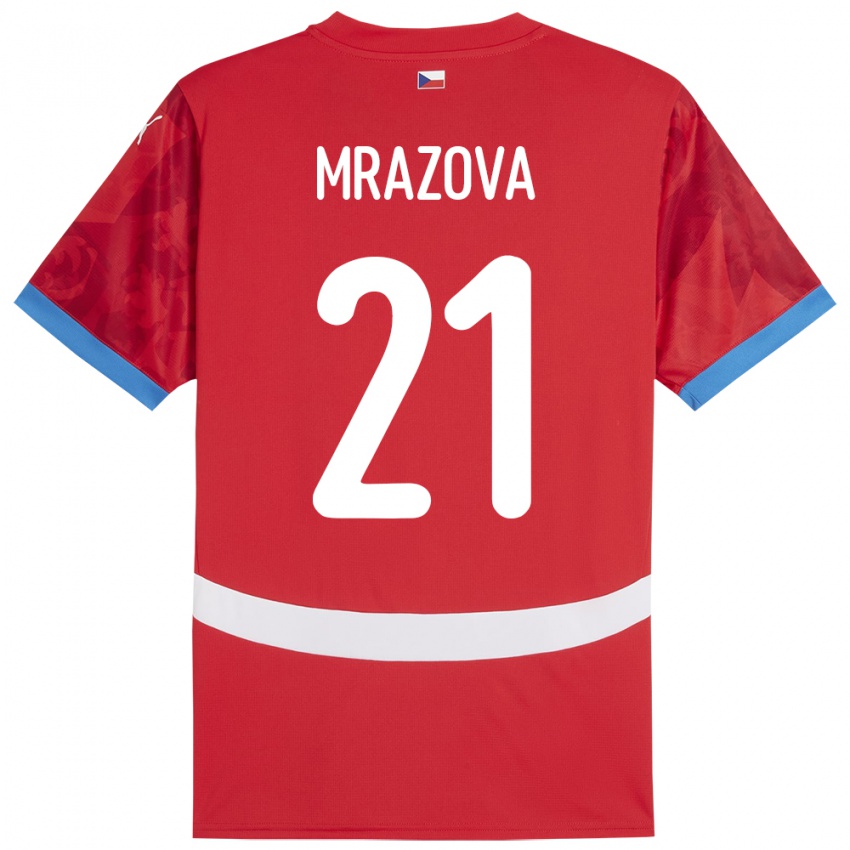 Mænd Tjekkiet Miroslava Mrázová #21 Rød Hjemmebane Spillertrøjer 24-26 Trøje T-Shirt