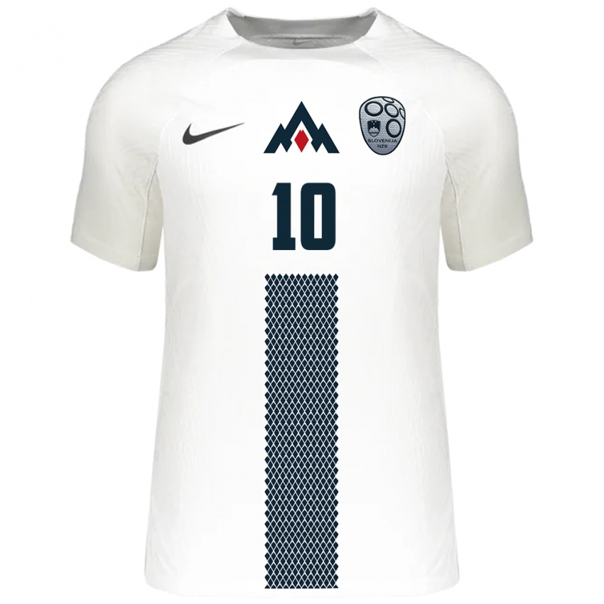 Mænd Slovenien Nik Belovic #10 Hvid Hjemmebane Spillertrøjer 24-26 Trøje T-Shirt