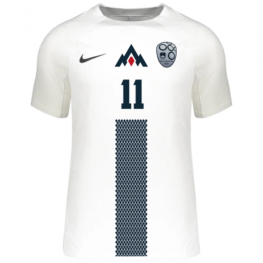 Mænd Slovenien Mateo Acimovic #11 Hvid Hjemmebane Spillertrøjer 24-26 Trøje T-Shirt