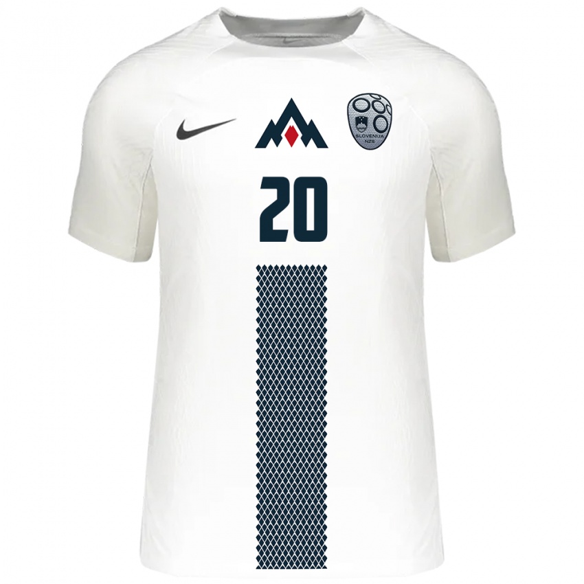 Mænd Slovenien Deen Okanovic #20 Hvid Hjemmebane Spillertrøjer 24-26 Trøje T-Shirt