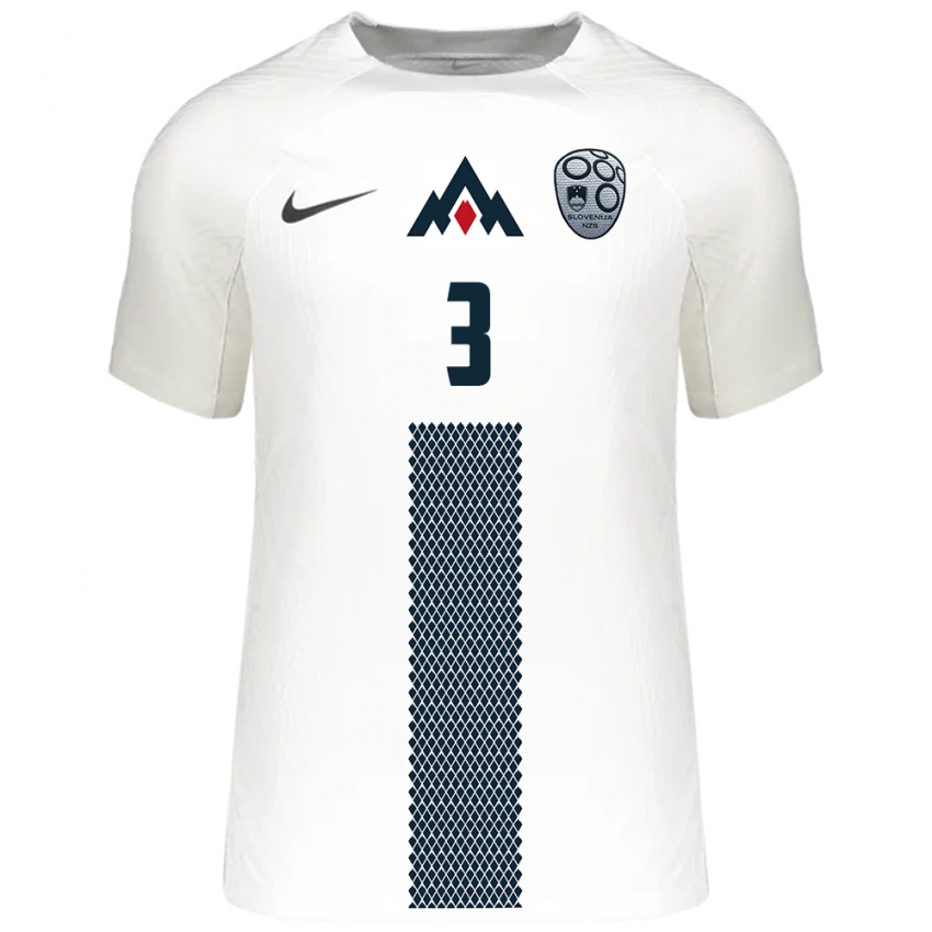 Mænd Slovenien Minel Kujrakovic #3 Hvid Hjemmebane Spillertrøjer 24-26 Trøje T-Shirt