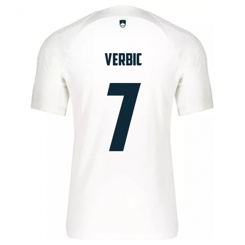 Mænd Slovenien Benjamin Verbic #7 Hvid Hjemmebane Spillertrøjer 24-26 Trøje T-Shirt