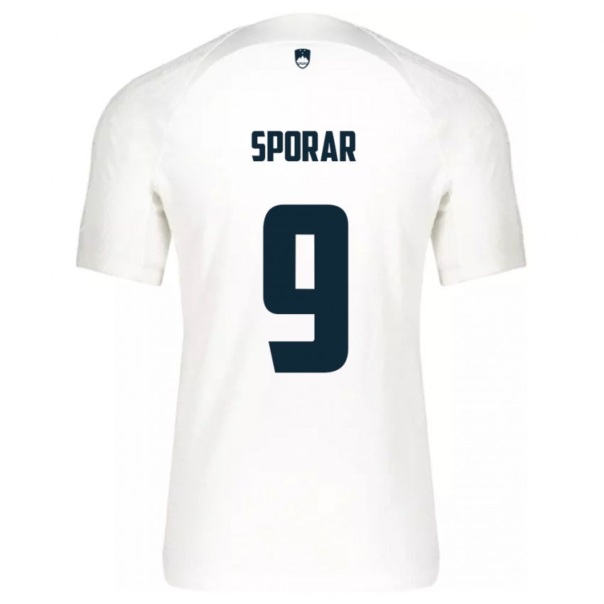 Mænd Slovenien Andraz Sporar #9 Hvid Hjemmebane Spillertrøjer 24-26 Trøje T-Shirt