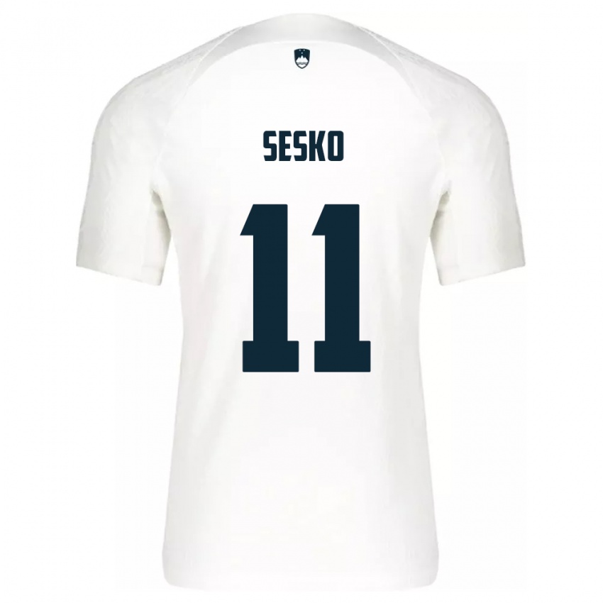 Mænd Slovenien Benjamin Sesko #11 Hvid Hjemmebane Spillertrøjer 24-26 Trøje T-Shirt