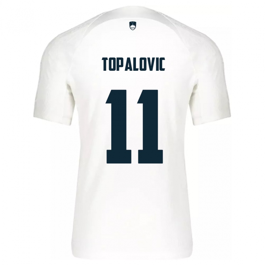 Mænd Slovenien Luka Topalovic #11 Hvid Hjemmebane Spillertrøjer 24-26 Trøje T-Shirt