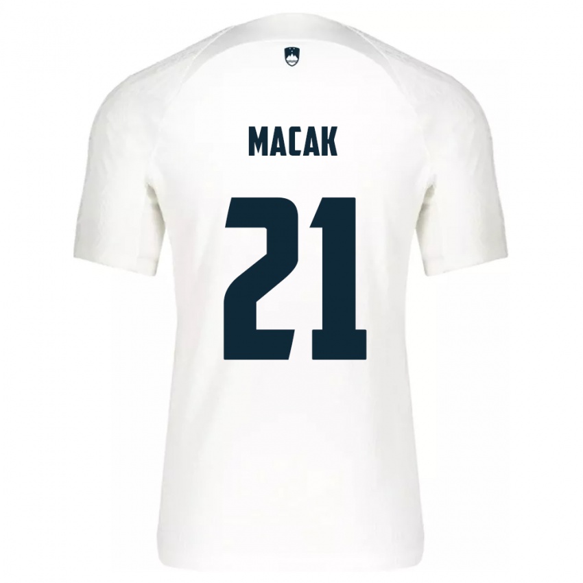 Mænd Slovenien Lucas Macak #21 Hvid Hjemmebane Spillertrøjer 24-26 Trøje T-Shirt