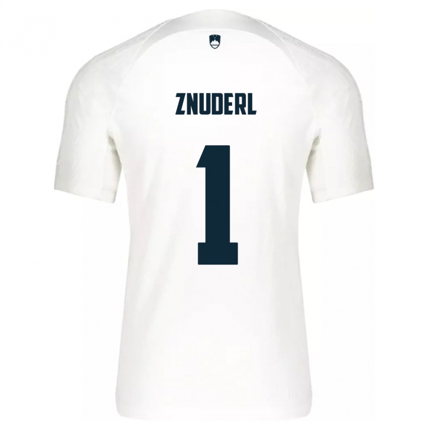 Mænd Slovenien Tai Znuderl #1 Hvid Hjemmebane Spillertrøjer 24-26 Trøje T-Shirt