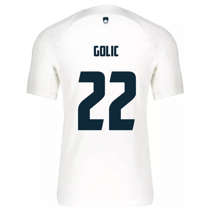 Mænd Slovenien Tilen Golic #22 Hvid Hjemmebane Spillertrøjer 24-26 Trøje T-Shirt