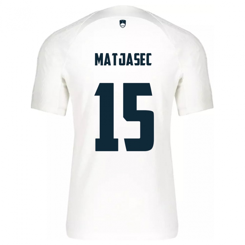 Mænd Slovenien Miha Matjasec #15 Hvid Hjemmebane Spillertrøjer 24-26 Trøje T-Shirt