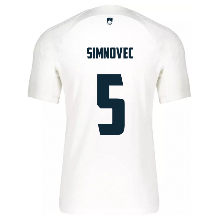 Mænd Slovenien Matevz Simnovec #5 Hvid Hjemmebane Spillertrøjer 24-26 Trøje T-Shirt