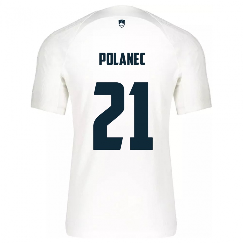 Mænd Slovenien Gaj Polanec #21 Hvid Hjemmebane Spillertrøjer 24-26 Trøje T-Shirt