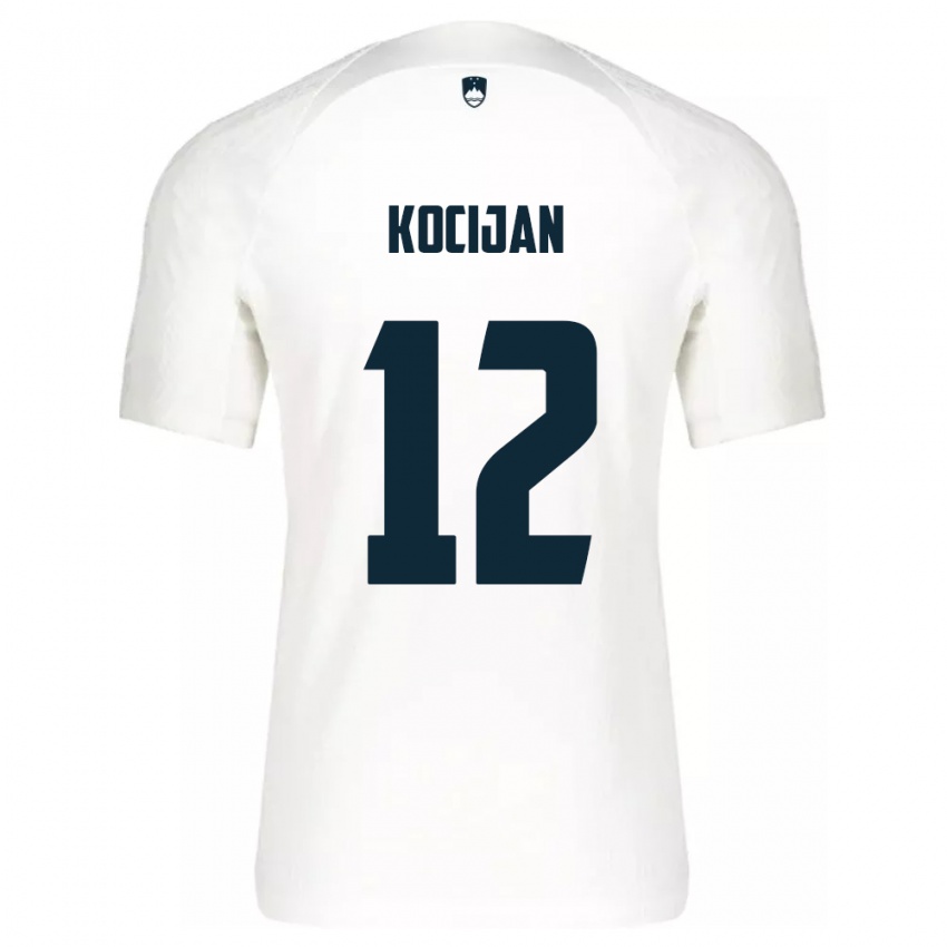 Mænd Slovenien Iva Kocijan #12 Hvid Hjemmebane Spillertrøjer 24-26 Trøje T-Shirt