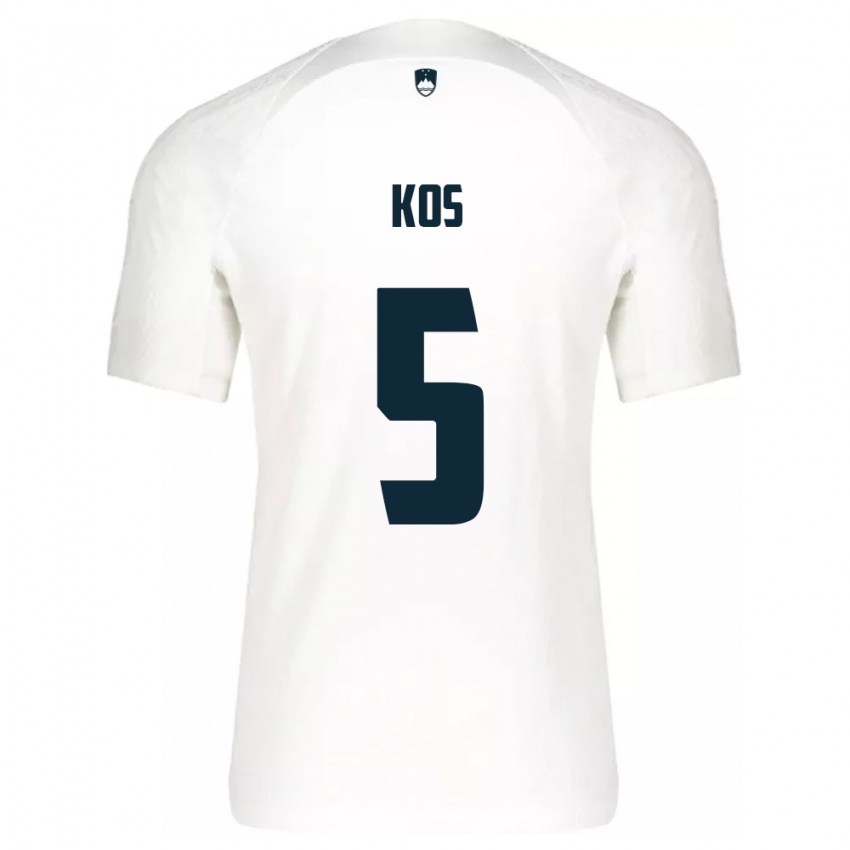 Mænd Slovenien Evelina Kos #5 Hvid Hjemmebane Spillertrøjer 24-26 Trøje T-Shirt