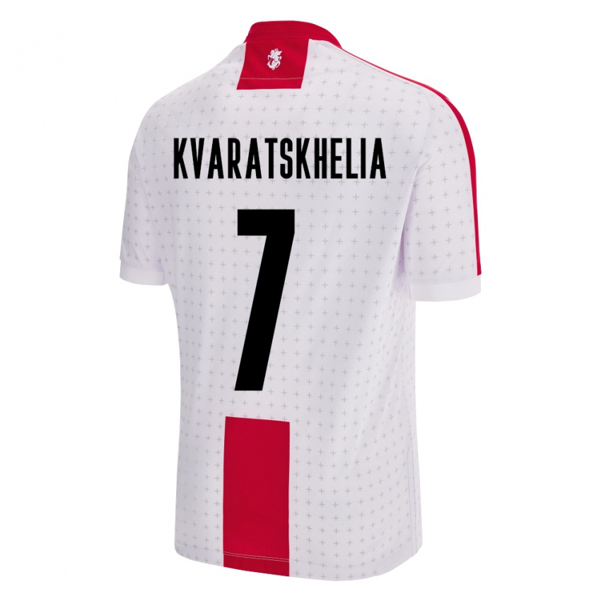 Mænd Georgia Khvicha Kvaratskhelia #7 Hvid Hjemmebane Spillertrøjer 24-26 Trøje T-Shirt