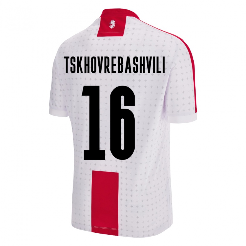 Mænd Georgia Nikoloz Tskhovrebashvili #16 Hvid Hjemmebane Spillertrøjer 24-26 Trøje T-Shirt