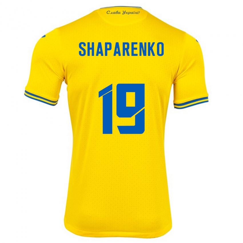 Mænd Ukraine Mykola Shaparenko #19 Gul Hjemmebane Spillertrøjer 24-26 Trøje T-Shirt