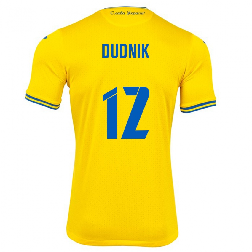 Mænd Ukraine Marina Dudnik #12 Gul Hjemmebane Spillertrøjer 24-26 Trøje T-Shirt