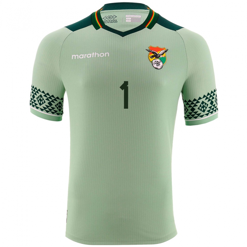 Mænd Bolivia Bruno Poveda #1 Lysegrøn Hjemmebane Spillertrøjer 24-26 Trøje T-Shirt