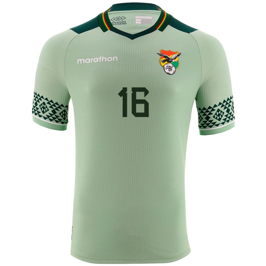 Mænd Bolivia Boris Céspedes #16 Lysegrøn Hjemmebane Spillertrøjer 24-26 Trøje T-Shirt