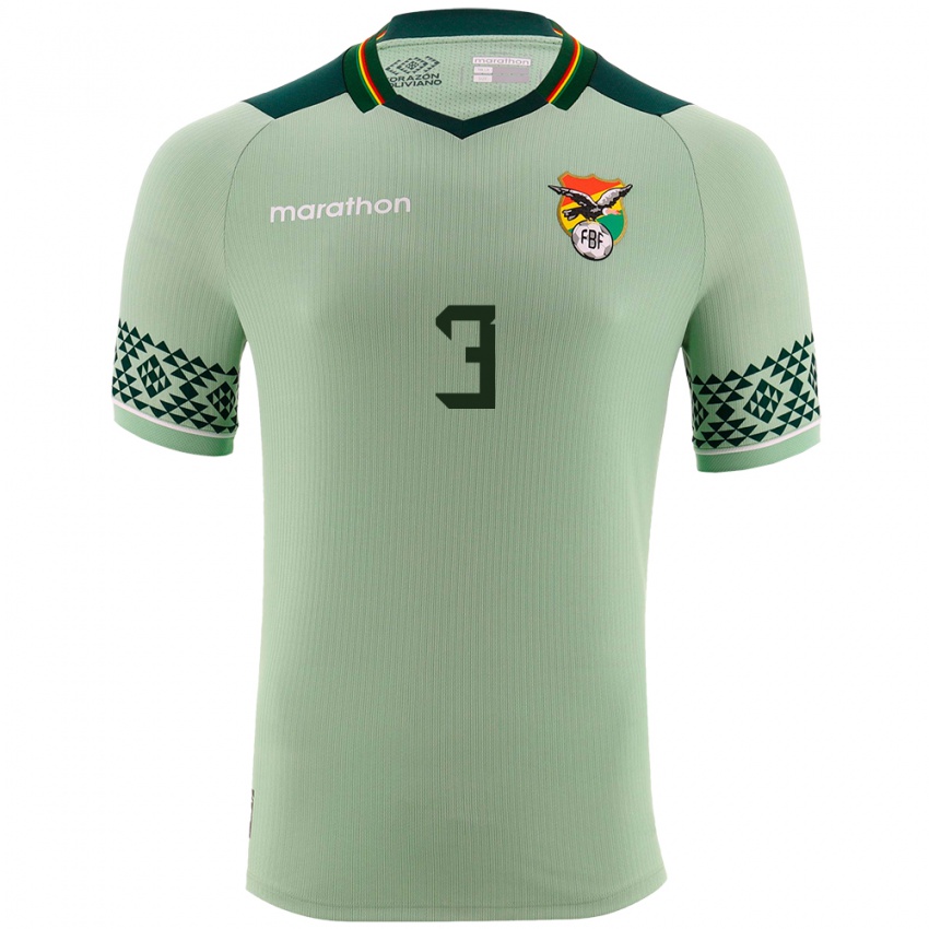 Mænd Bolivia Iván Molina #3 Lysegrøn Hjemmebane Spillertrøjer 24-26 Trøje T-Shirt