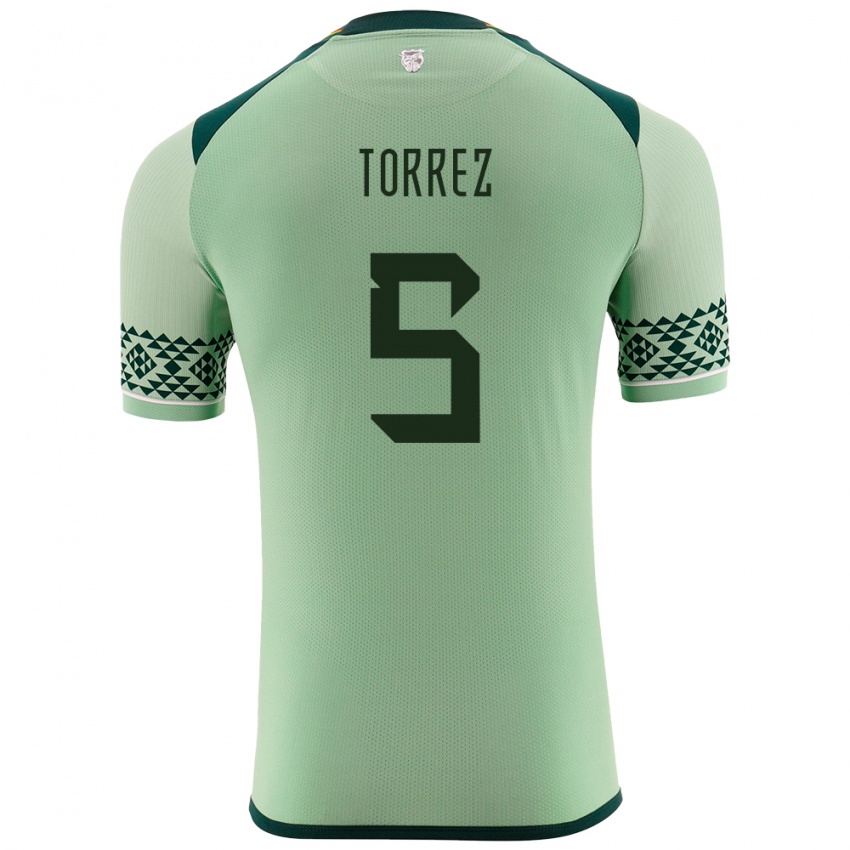 Mænd Bolivia Marcelo Torrez #5 Lysegrøn Hjemmebane Spillertrøjer 24-26 Trøje T-Shirt
