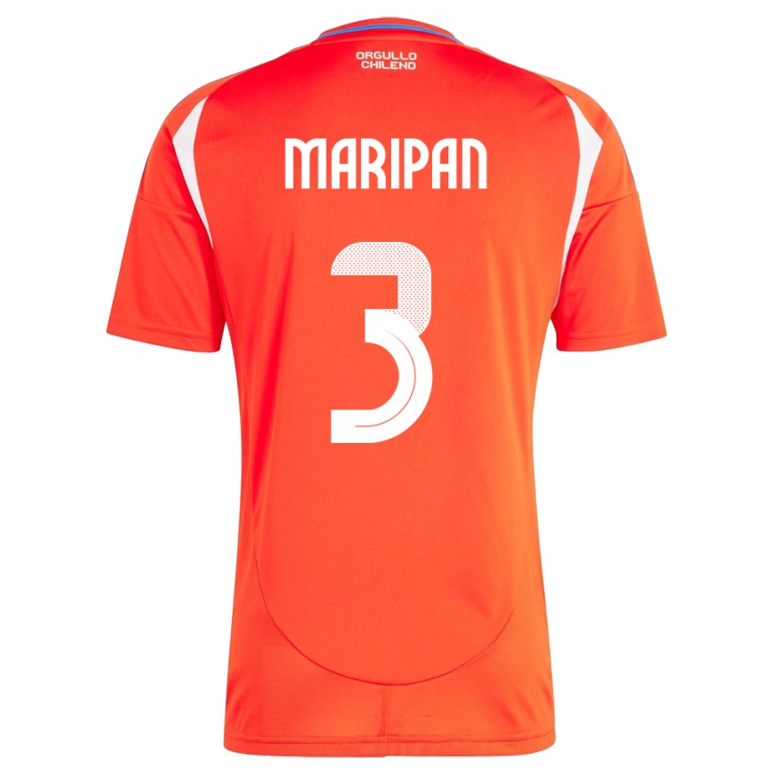 Mænd Chile Guillermo Maripán #3 Rød Hjemmebane Spillertrøjer 24-26 Trøje T-Shirt