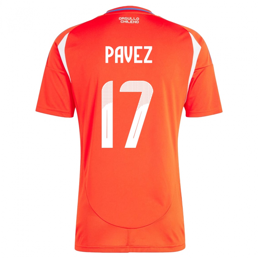 Mænd Chile Esteban Pavez #17 Rød Hjemmebane Spillertrøjer 24-26 Trøje T-Shirt