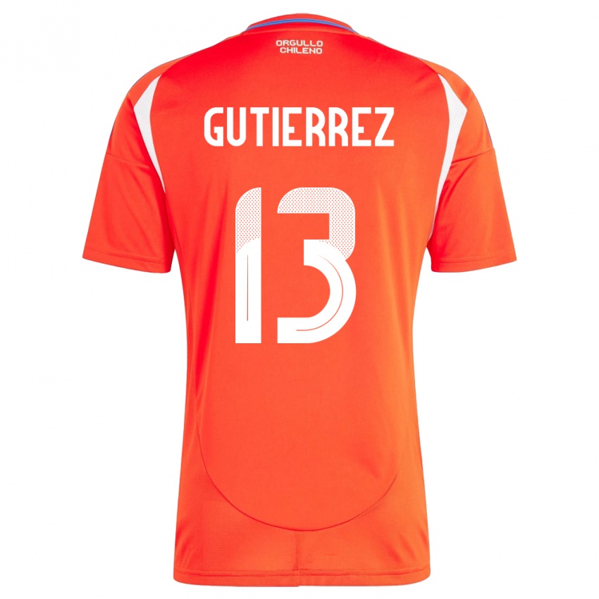 Mænd Chile Daniel Gutiérrez #13 Rød Hjemmebane Spillertrøjer 24-26 Trøje T-Shirt