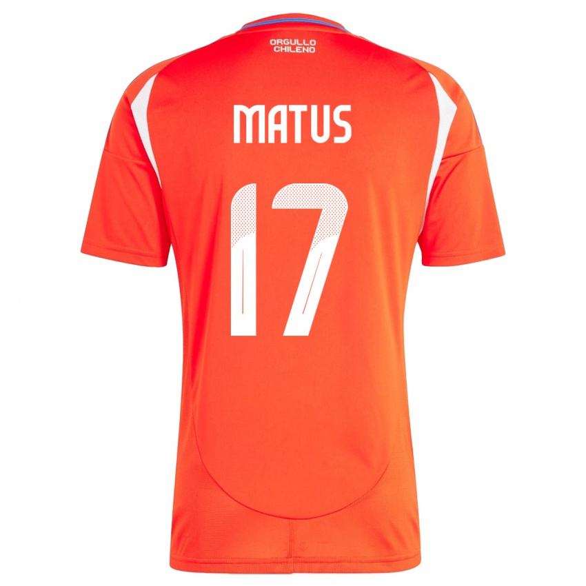 Mænd Chile Esteban Matus #17 Rød Hjemmebane Spillertrøjer 24-26 Trøje T-Shirt