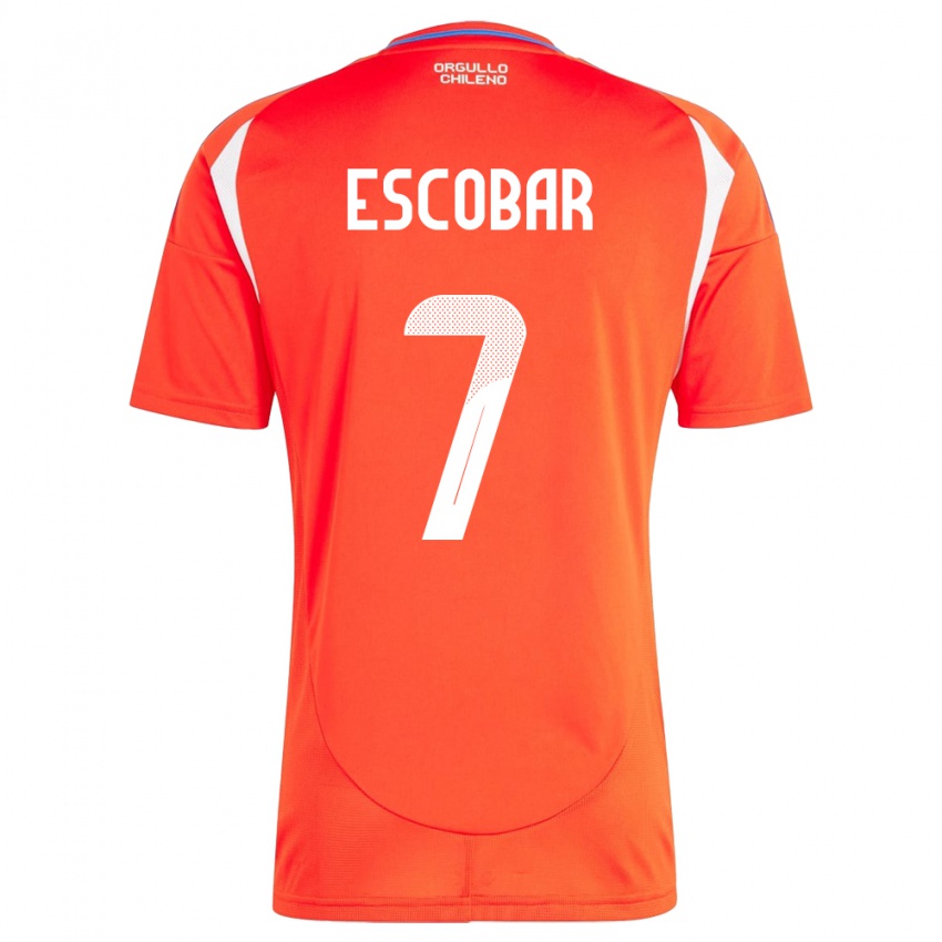 Mænd Chile Bastián Escobar #7 Rød Hjemmebane Spillertrøjer 24-26 Trøje T-Shirt