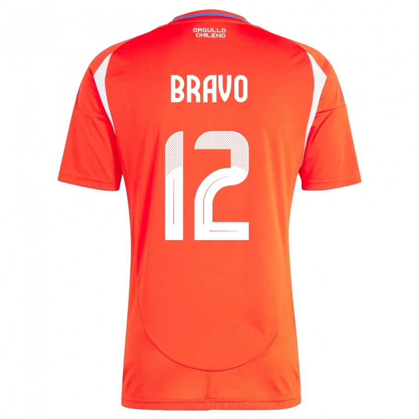 Mænd Chile Christian Bravo #12 Rød Hjemmebane Spillertrøjer 24-26 Trøje T-Shirt