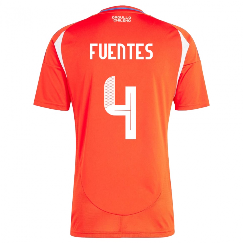 Mænd Chile Karen Fuentes #4 Rød Hjemmebane Spillertrøjer 24-26 Trøje T-Shirt