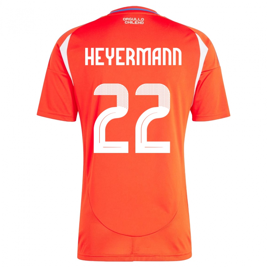 Mænd Chile Agustina Heyermann #22 Rød Hjemmebane Spillertrøjer 24-26 Trøje T-Shirt