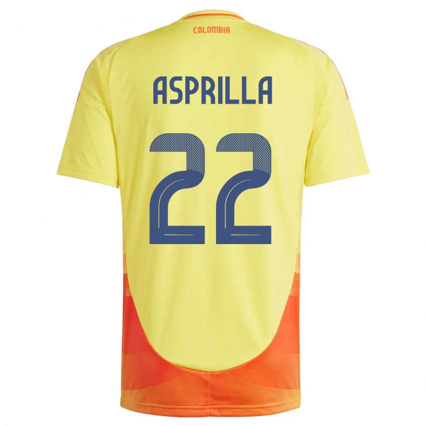 Mænd Colombia Yáser Asprilla #22 Gul Hjemmebane Spillertrøjer 24-26 Trøje T-Shirt