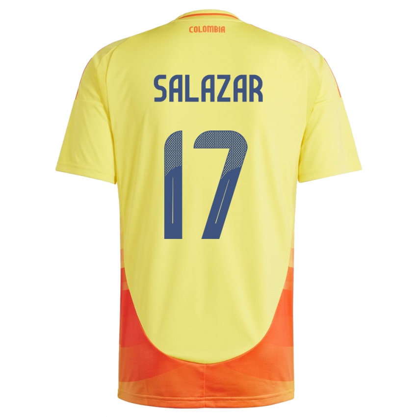 Mænd Colombia Andrés Salazar #17 Gul Hjemmebane Spillertrøjer 24-26 Trøje T-Shirt