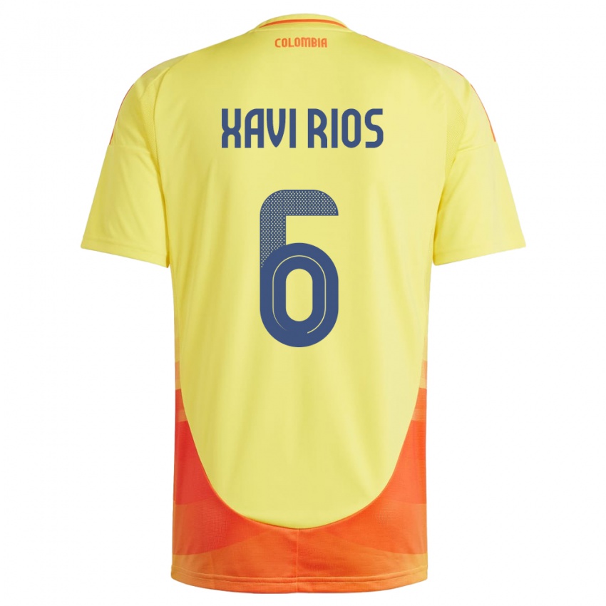 Mænd Colombia Xavi Ríos #6 Gul Hjemmebane Spillertrøjer 24-26 Trøje T-Shirt